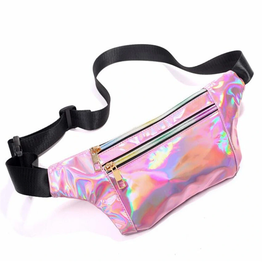 TPU Vinyl Bum Bag Glitter Waist Belt Bag Ladies Hologram Pouch Fanny Pack