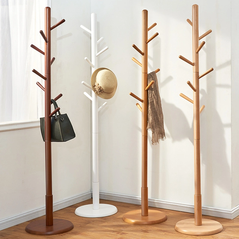 Wooden Coat Rack Tree Freestanding Easy Assembly with 8 Hooks