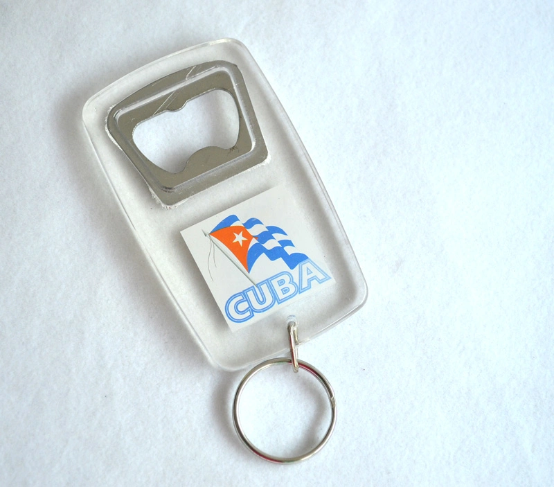 Cheap Acrylic Bottle Opener with Keychain for Promotion