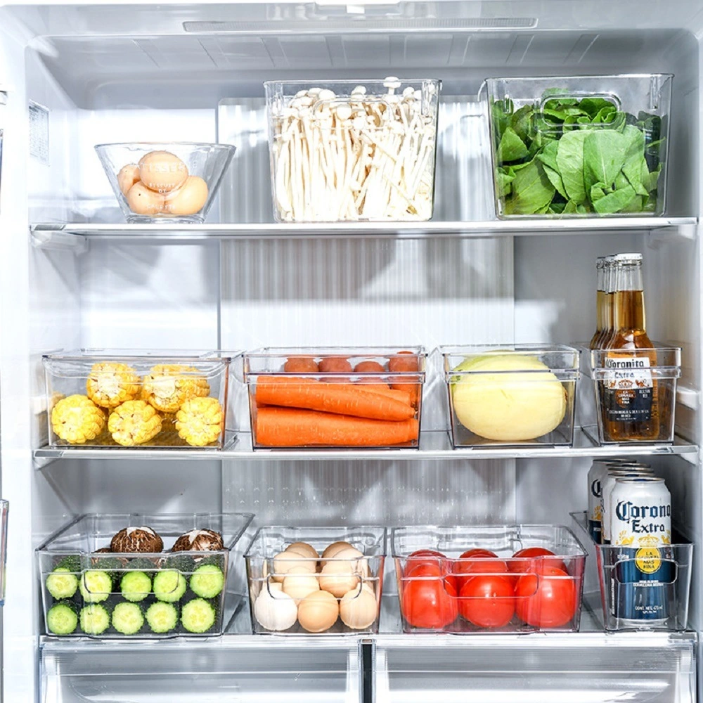 Storage Box with Handles Clear Stackable Plastic Fridge Box for Freezer or Pantry Food and Kitchen Accessories Bl17595