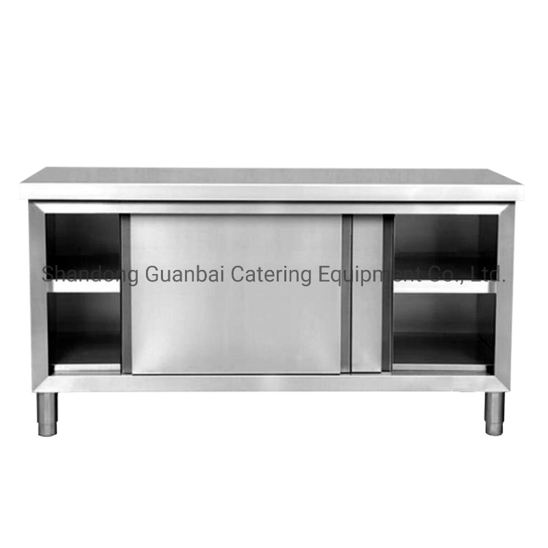 Guanbai stainless steel kitchen island cabinet unit with sliding doors and drawers