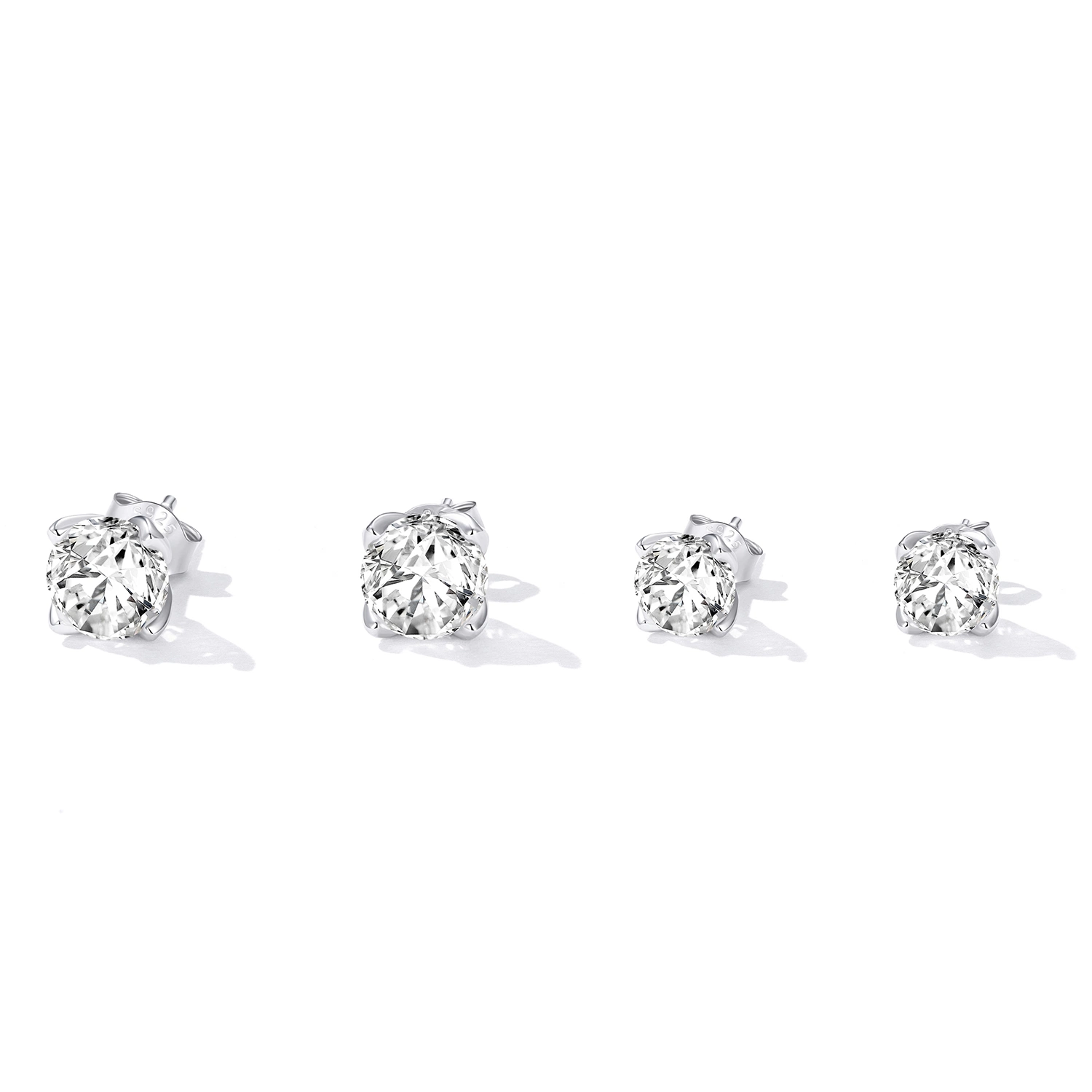 Nouveau 925 Sterling Silver Moissanite 0.5CT 1CT 5mm de 6mm rond femmes Earring Bijoux