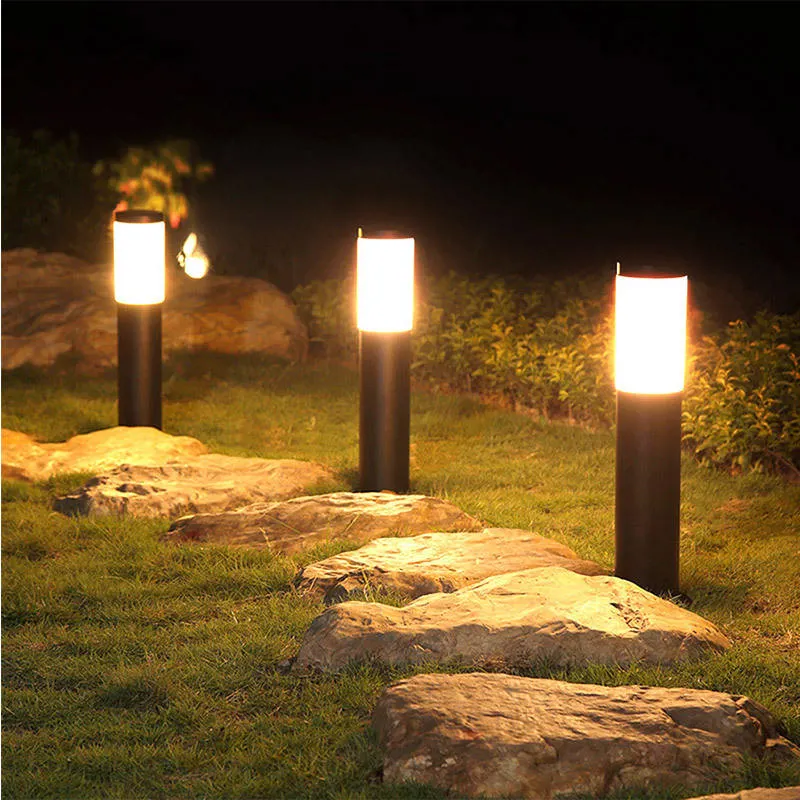 Nuevo diseño simple Modenr resistente al agua de la lámpara LED césped jardín paisajístico de acero inoxidable de la luz de balizas