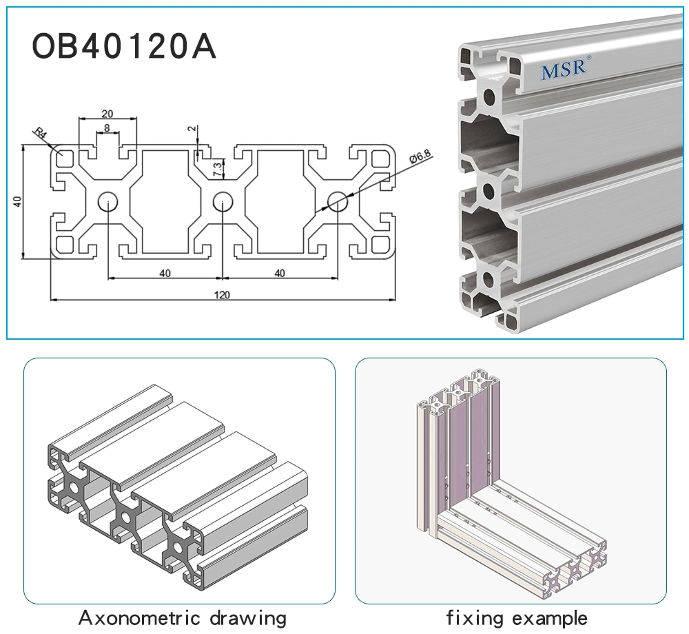 China Supplier Ob40120A Industry T Slot Aluminium Profile T Aluminum Aluminium Extrusion for Frame/ Aluminum Manufacturing /Conveyor 8070