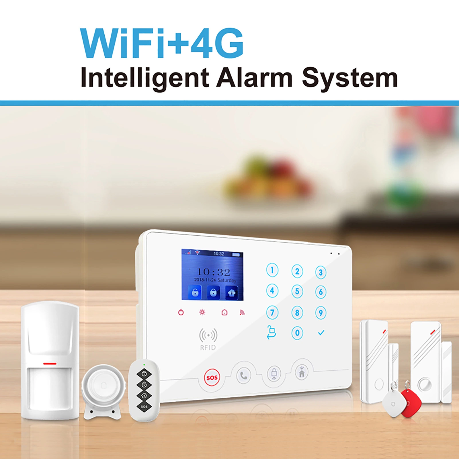 نظام إنذار الأمان المنزلي الذكي Smart Home Security Guard من الجيل الرابع WiFi Wolf Guard