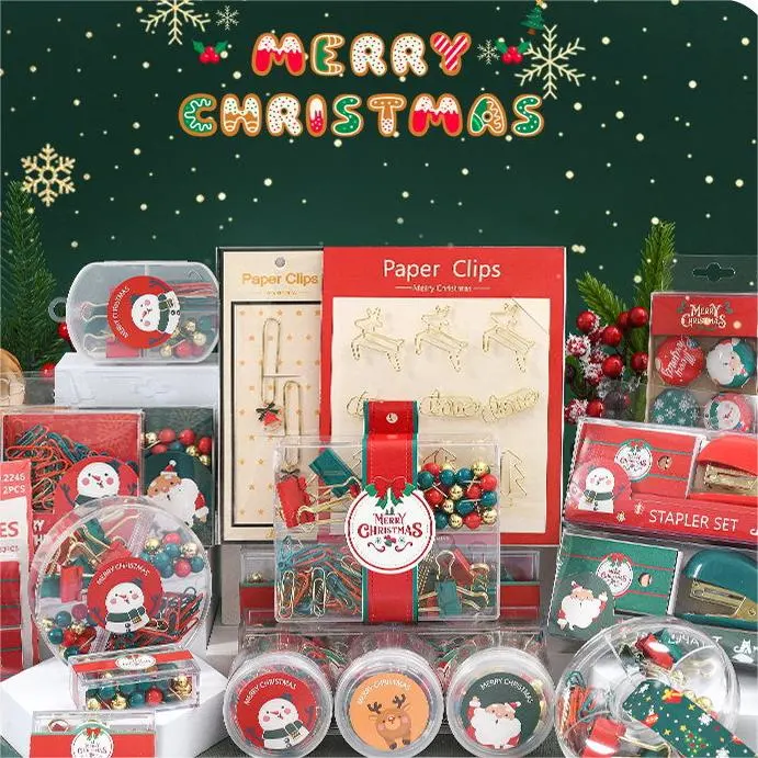 Christmas Color Paper Clip Stationery Set Gold Long Tail Clip