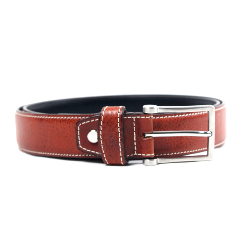 Wholesale/Supplier Factory Custom Men Genuine Cowhide Leather Waist Belt with Silvery Buckle