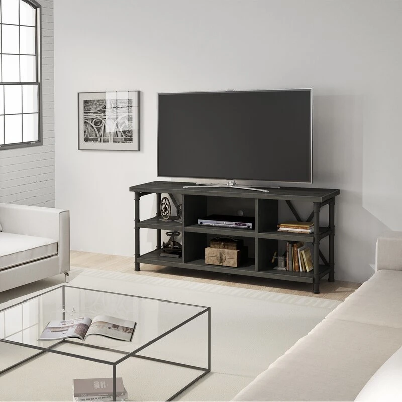 Living Room Furniture Black Finish Lamantia TV Stand for Tvs up to 60 Inches