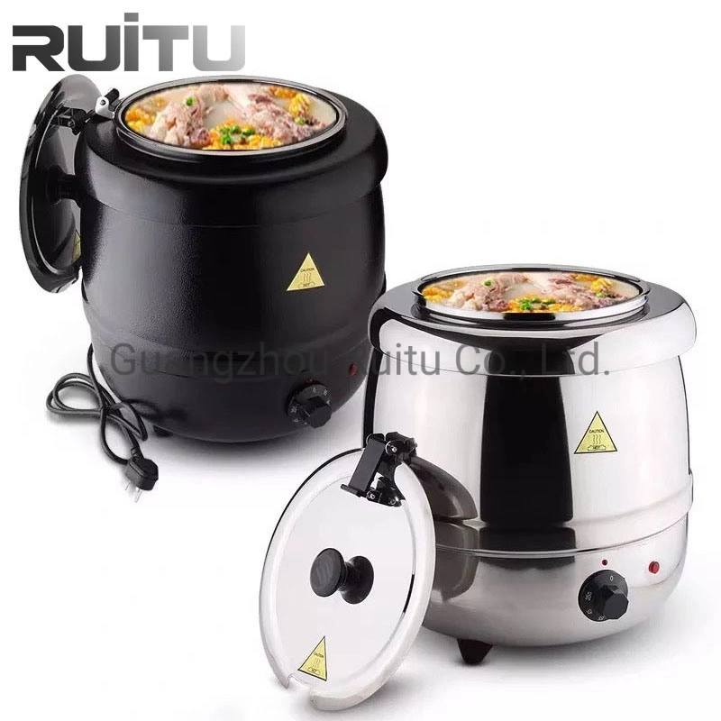 Kitchen Hot Food Container in Catering Buffet Stove with Lid Ladle Sunnex Electric Heating Hot Kettle Stainless Steel Soup Container Pot Warmer Soup Tureen