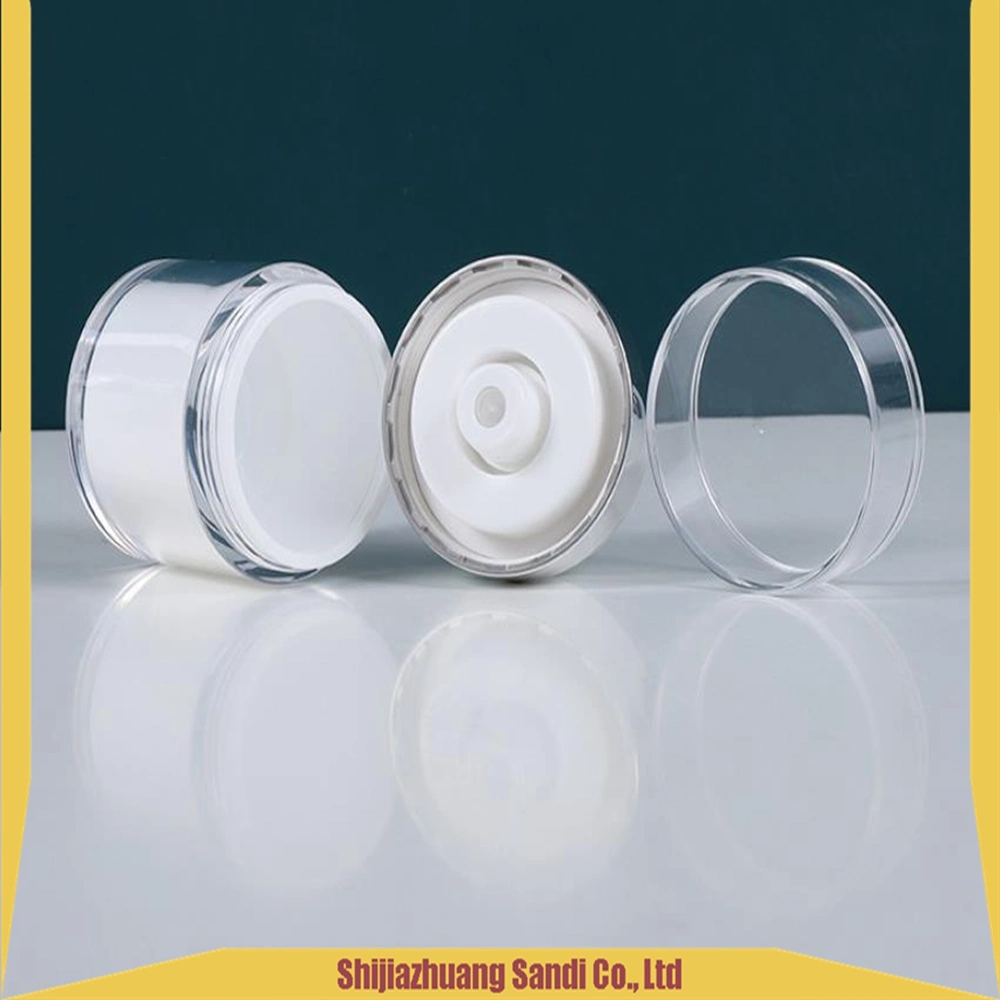 Cosmetic Package Round Shape Clear White Plastic Beauty Face Cream Acrylic Empty Airless Jar