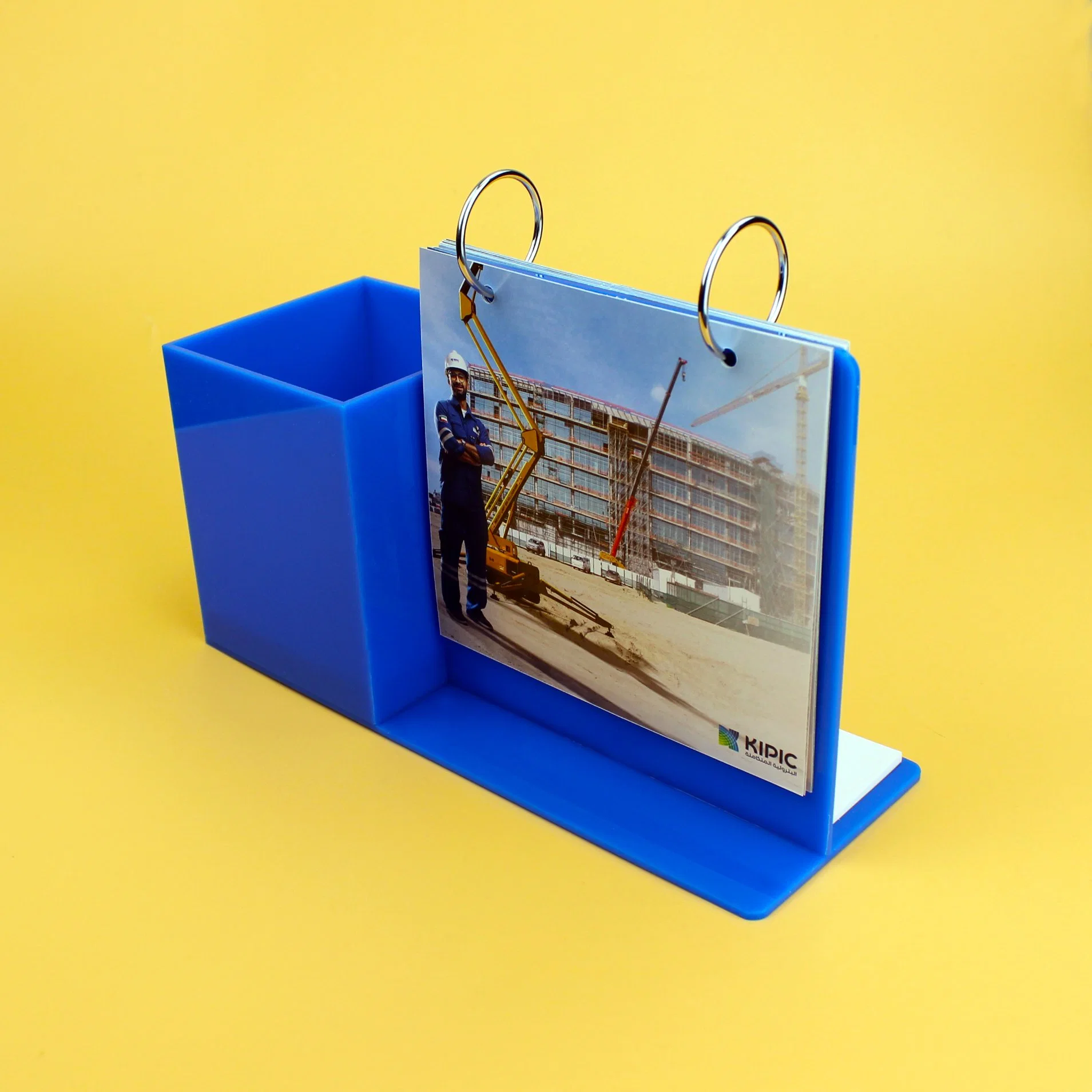 Blue Acrylic Multi-Functional Calendar Pencil Holder Note Storage Box