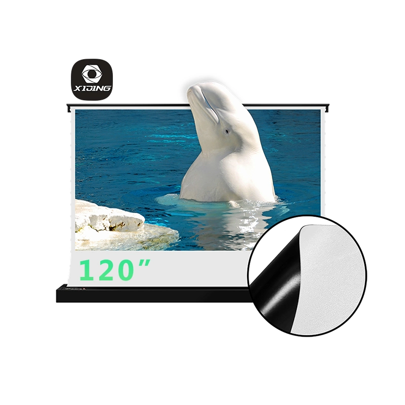 Xijing F1 120 Inch Home Cinema Electric Tab Tension Projection Screen Motorized Projector Screen PVC White Fabric Screen