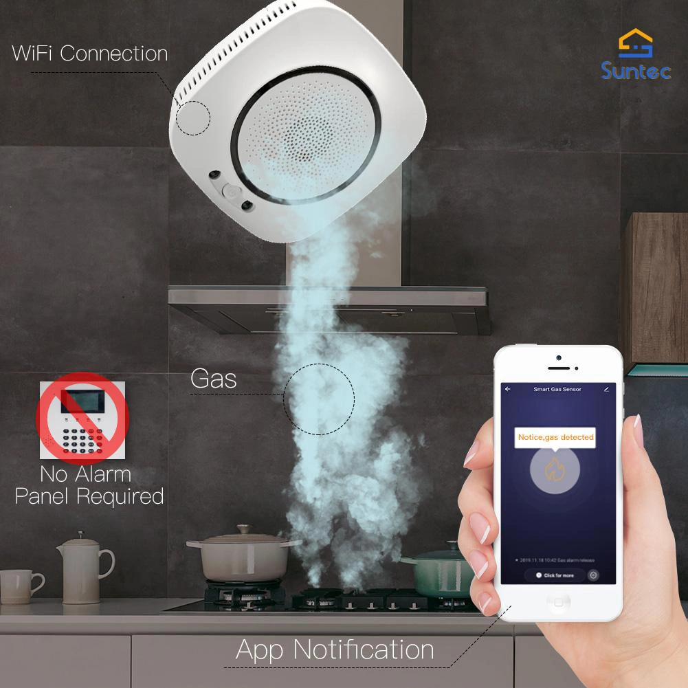 Smart WiFi fuga de gas Co Detector del sensor de alarma de seguridad para el hogar