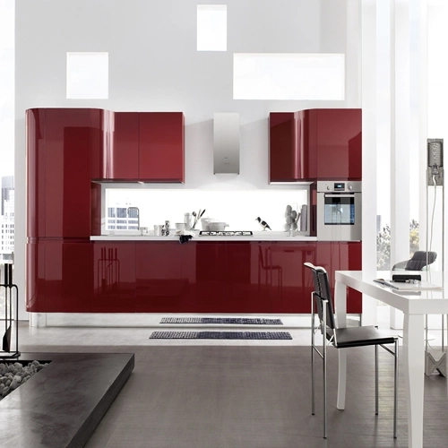 Hot Sell Competitive Price Modern High Gloss Red Lacquer Kitchen Cabinet