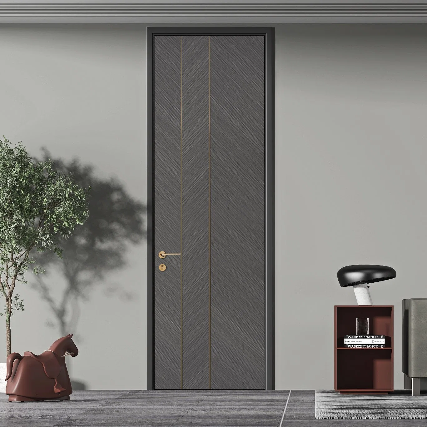 Fashion Series Safety Silding Daiying Main Sesign Solid Wood Plain Modern Single Bedroom Door with Wooden Plywood Panel Simple Design