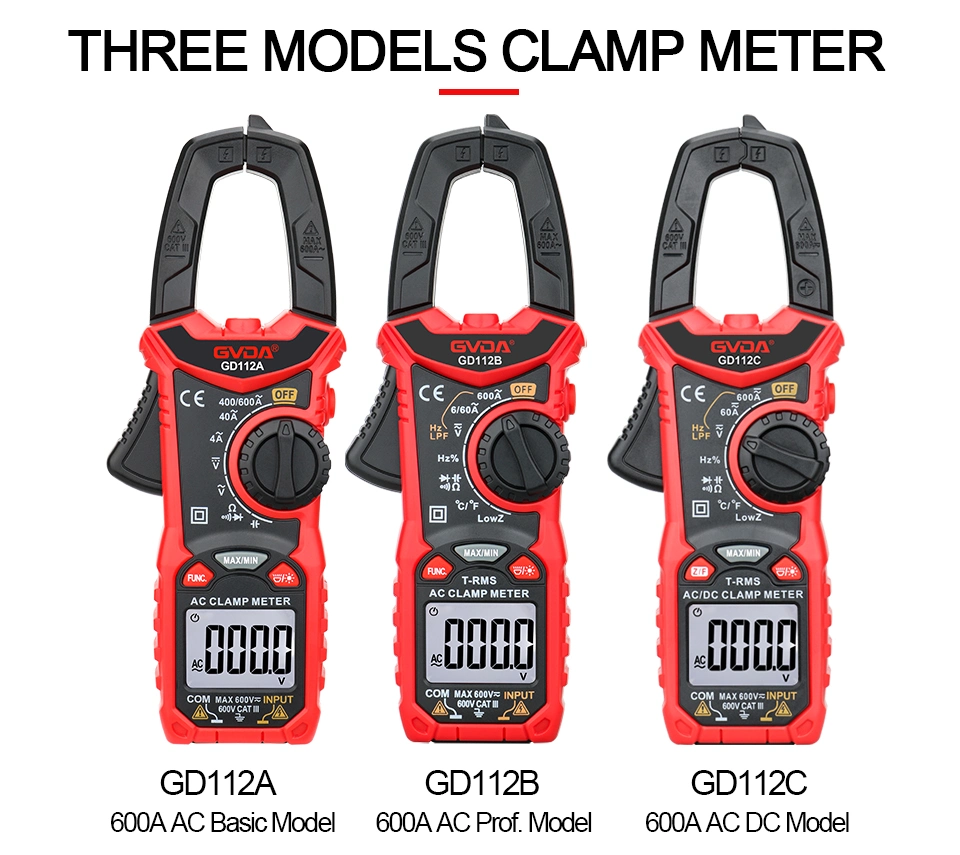 Digital 6000 Counts Manual Range Clamp Meter with Ncv Detection, AC DC Voltage / AC Current Resistance Test