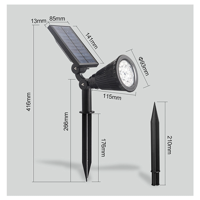 Shell de cordón de la Energía Solar LED de inundación del sensor de par del Panel de campanilla de viento impermeable al aire libre Maceta árbol de la calle de techo jardín césped decoración luz crecer