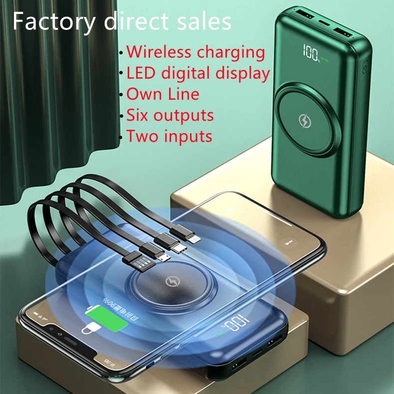 Puissance de charge sans fil 30000mAh Banque 4 Banque d'alimentation par câble prend en charge Logo personnalisé Fast Charge 20000mAh Banque d'alimentation