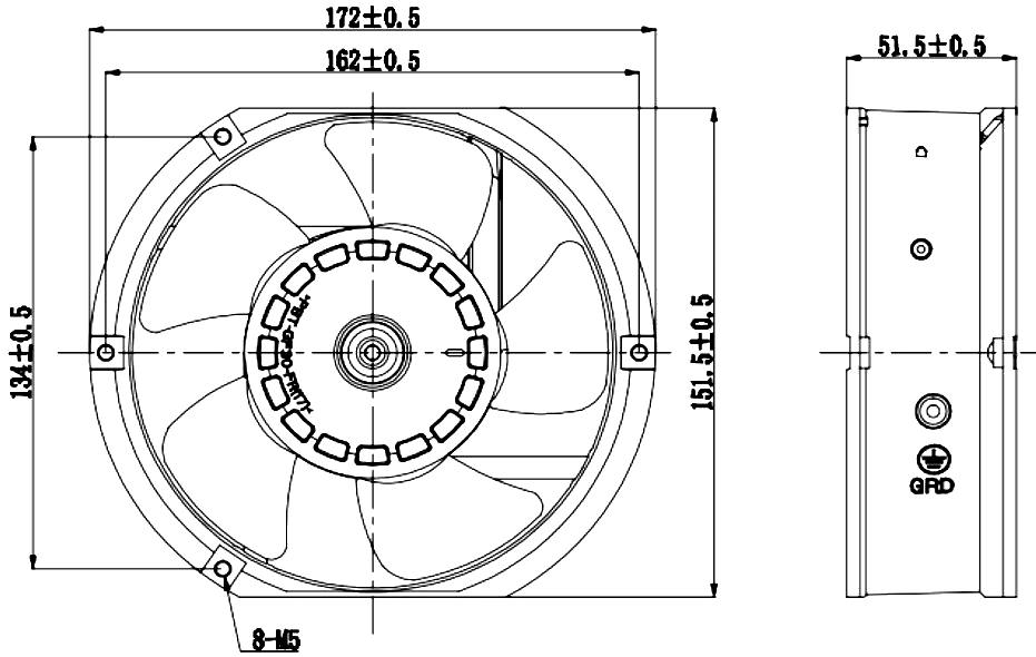 Large Size Cooling Axial Fan 17cm DC Fan Electric Fan