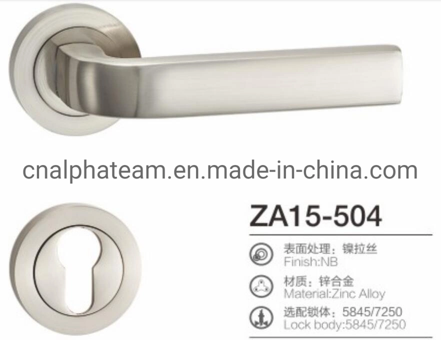 Fashion Stainless Steel Casting Door Handle Hardware on Round Rosette with Lower Escutcheon