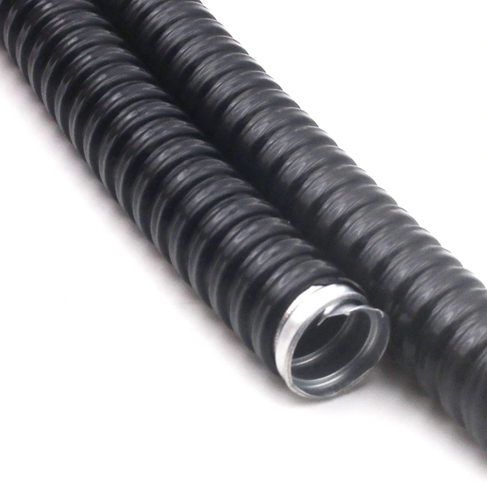 Le PVC souple noir Crrugated conduit avec l'intérieur en acier galvanisé