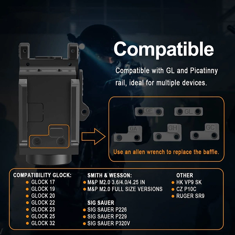 1000lm alcance láser Red DOT Sight Tracking Haz de caza Luz intermitente