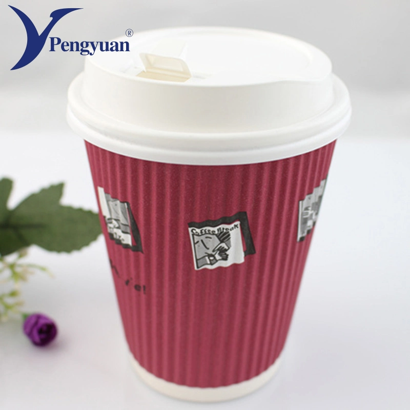 Wholesale/Supplier Colorful Promotional Ripple Wall Paper Cups with Lids