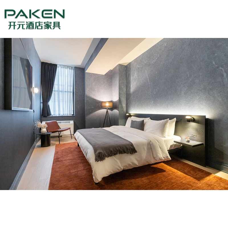 Modern Hotel Apartment Design King Size Wooden Bed Headboard Frame Luxury Bedroom Furniture Sets Hotel Beds