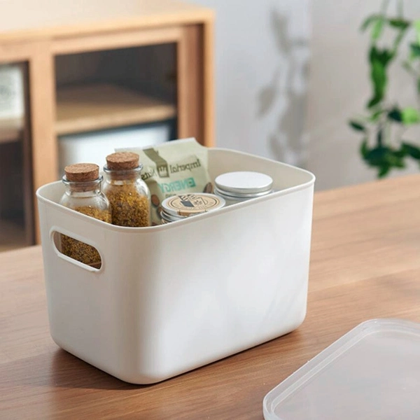 Kitchenware Storage Basket with Lid Pantry Bathroom Organization Tubs Containers