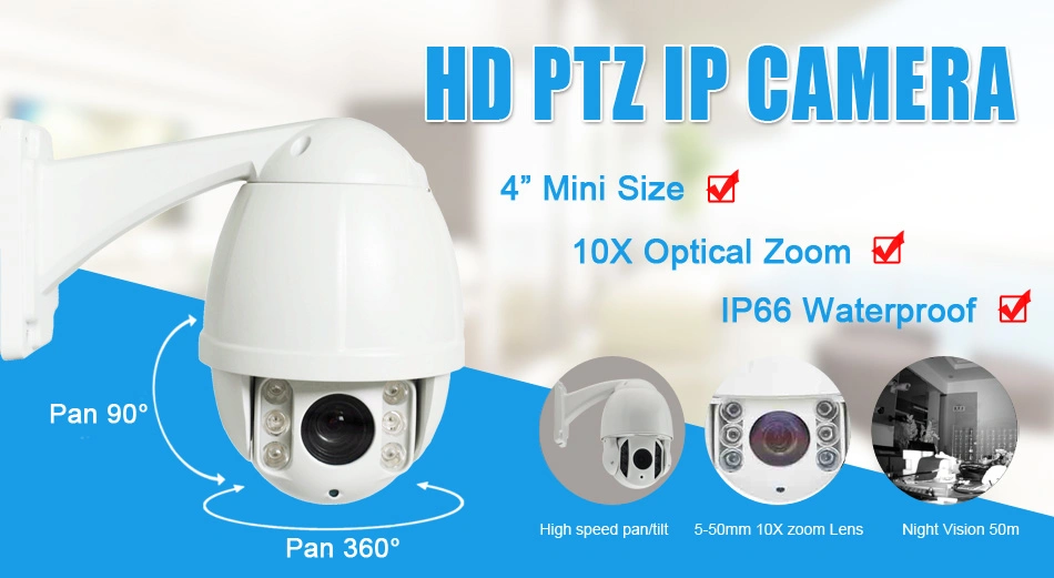 Cámara de vídeo PTZ IP ir con detección de movimiento de alta velocidad