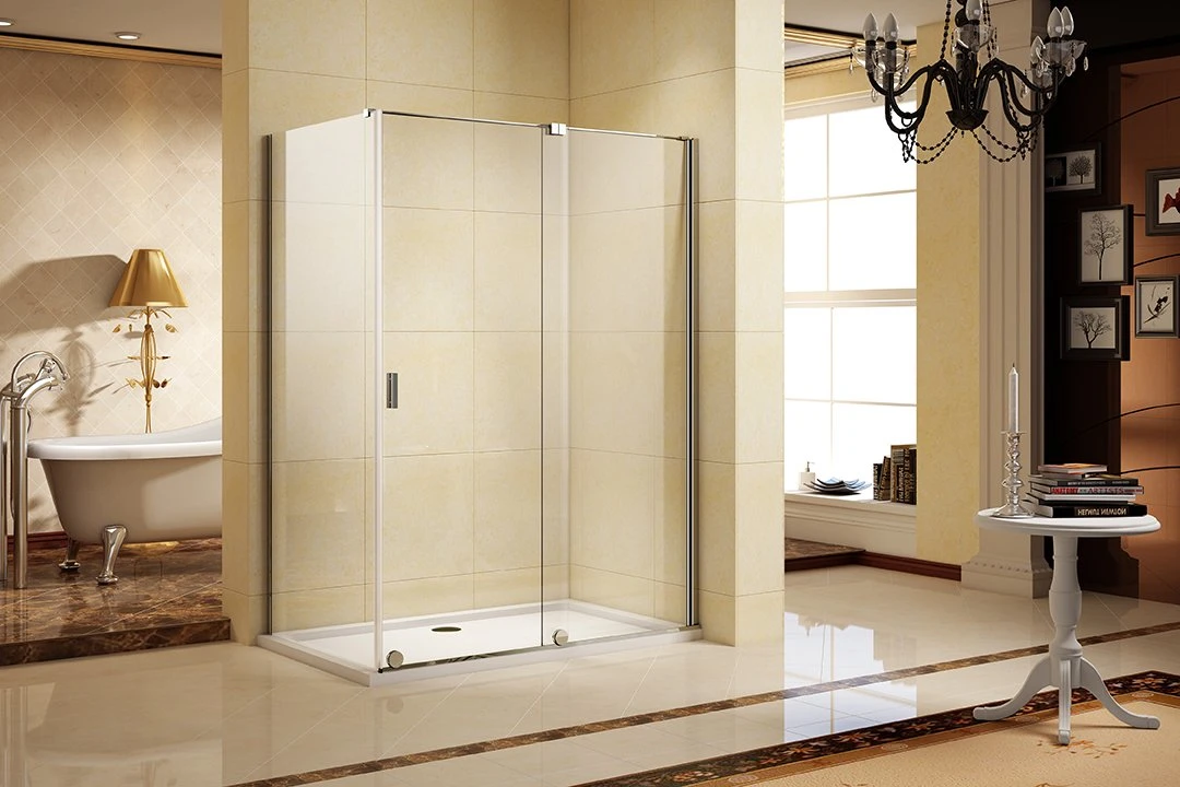 8mm Tempered Glass Wet-Room Shower Door as Full-Length Bathroom Mirror