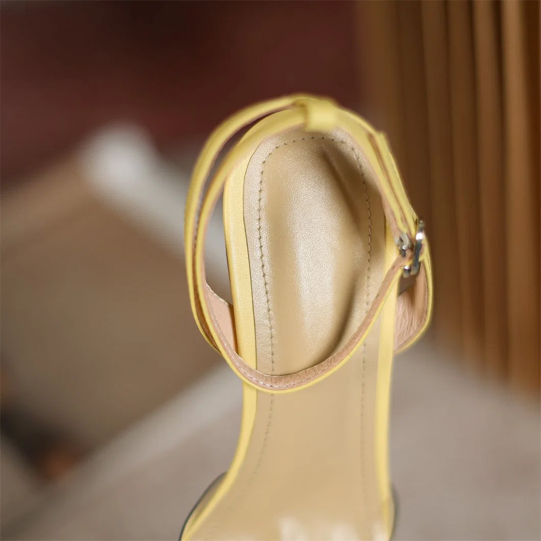 Fashion Translucent PVC Women Shoes Ankle Strap Slim Heel Sandals