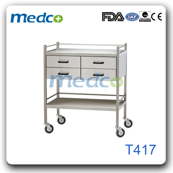 Medicine Stainless Steel Trolley Hospital Hand Cart with Layers