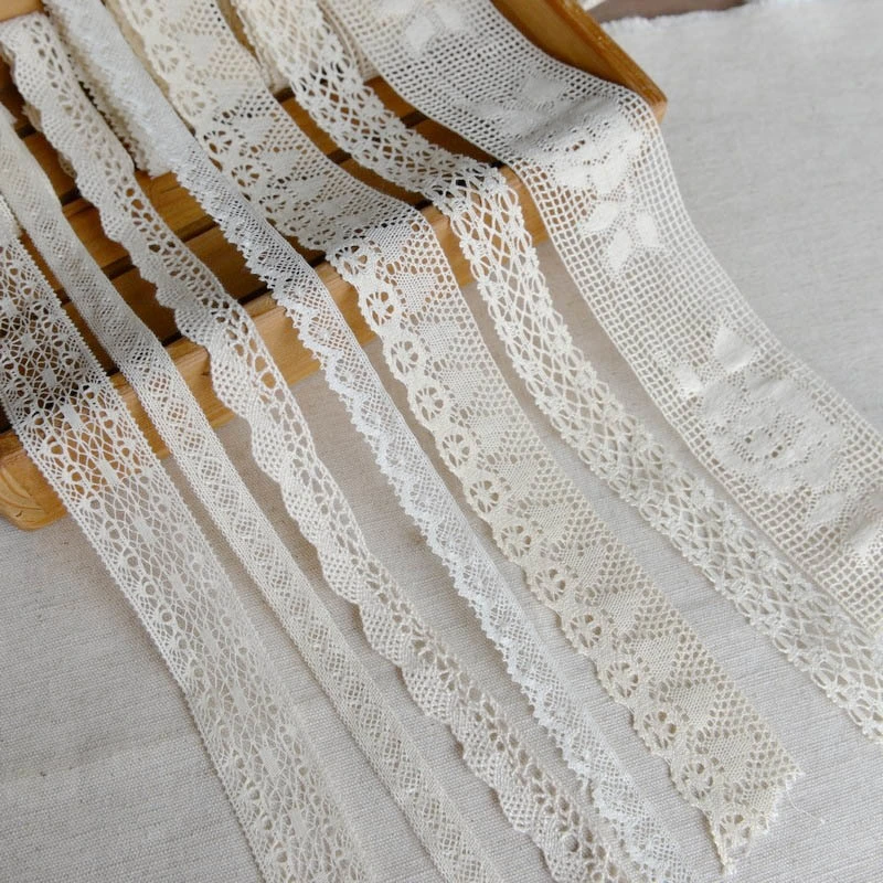 Custom White Cotton Embroidery Embroidered Lace Trimming Milk Lace Fabric Edge Brim Trim Ribbons