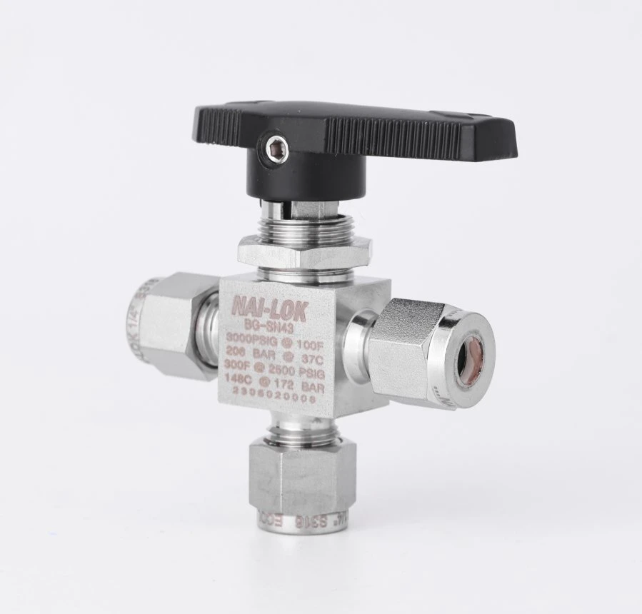 Nai-Lok Stainless Steel SS316 3000 Psi 3 Way Ball Valve Instrument Valve