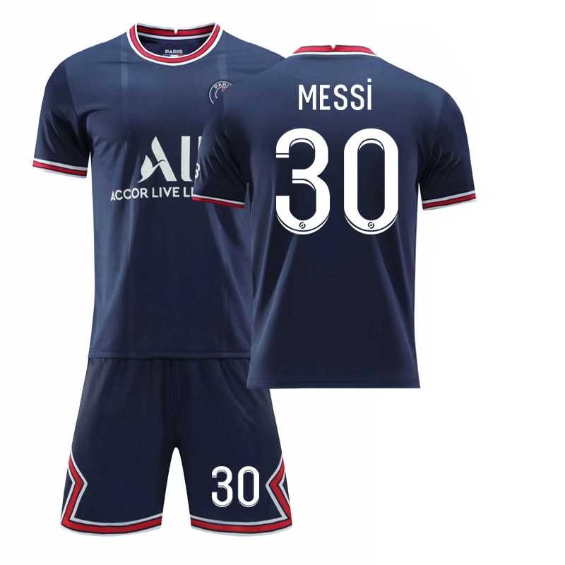 2021-2022 New T Shirt Paris Home No. 30 Messi Clothing No. 7 Mbappe Clothes No. 10 Neymar Football Jersey with Socks