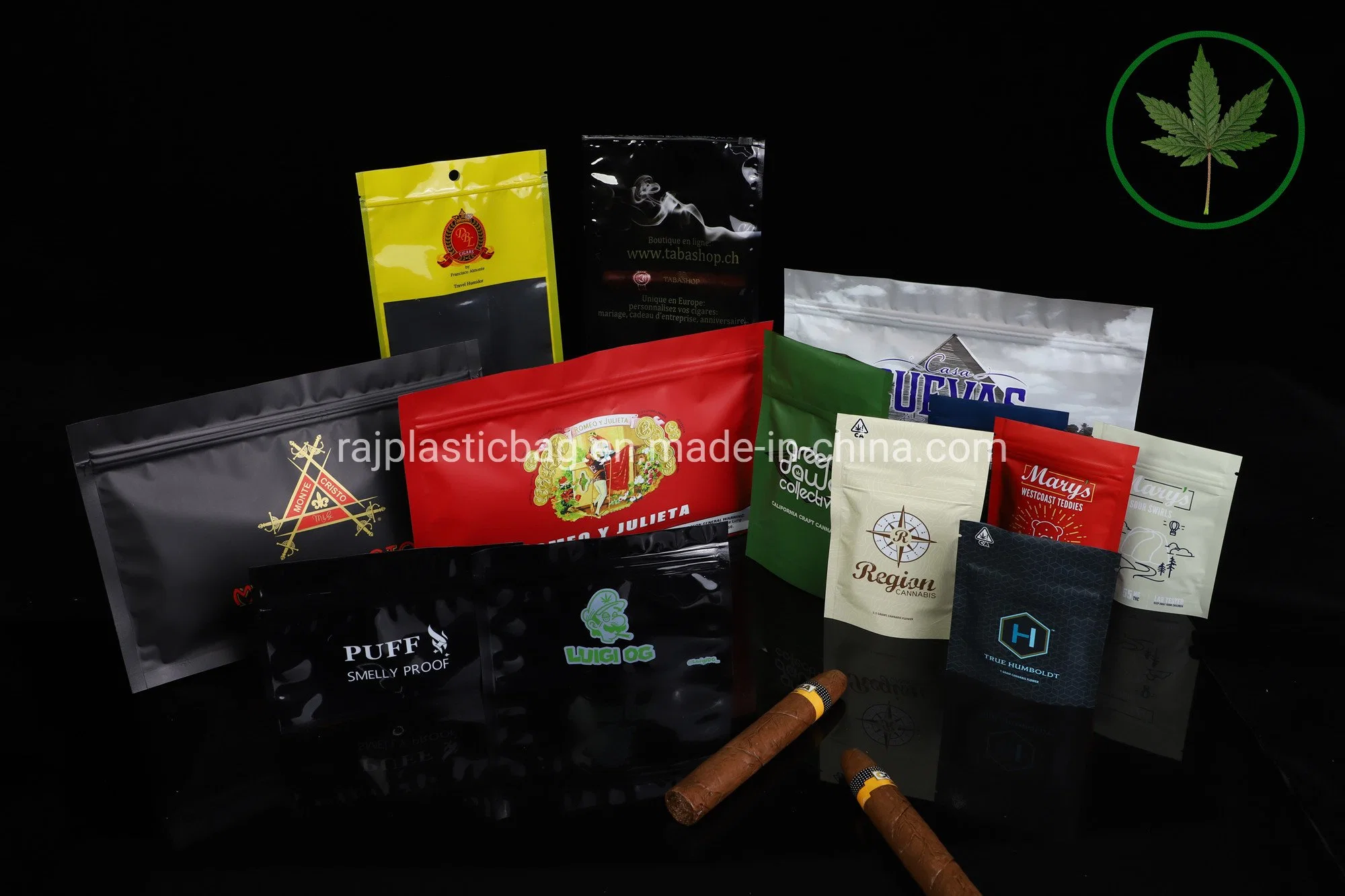 Biodegradable Garbage Tobacco Cigar Ziplock Stand up Kraft Paper Pet Food Plastic Bag Rice Coffee Tea Pouch Packaging
