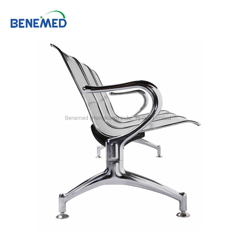 Cadeira de assento em aço inoxidável metálico para uso hospitalar de 3/4/5 lugares