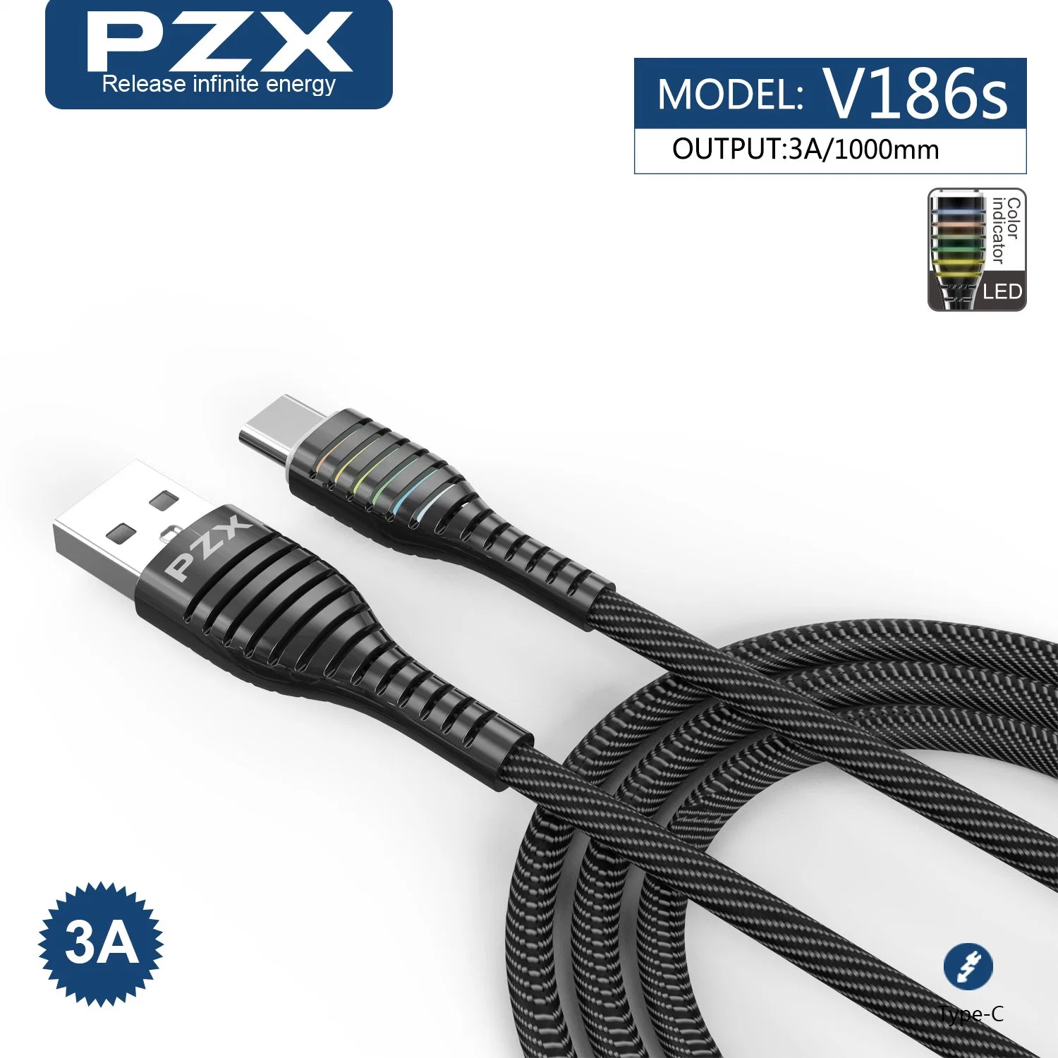 Colorido LED de carga rápida de datos de 1m Cable USB Micro para teléfonos Samsung