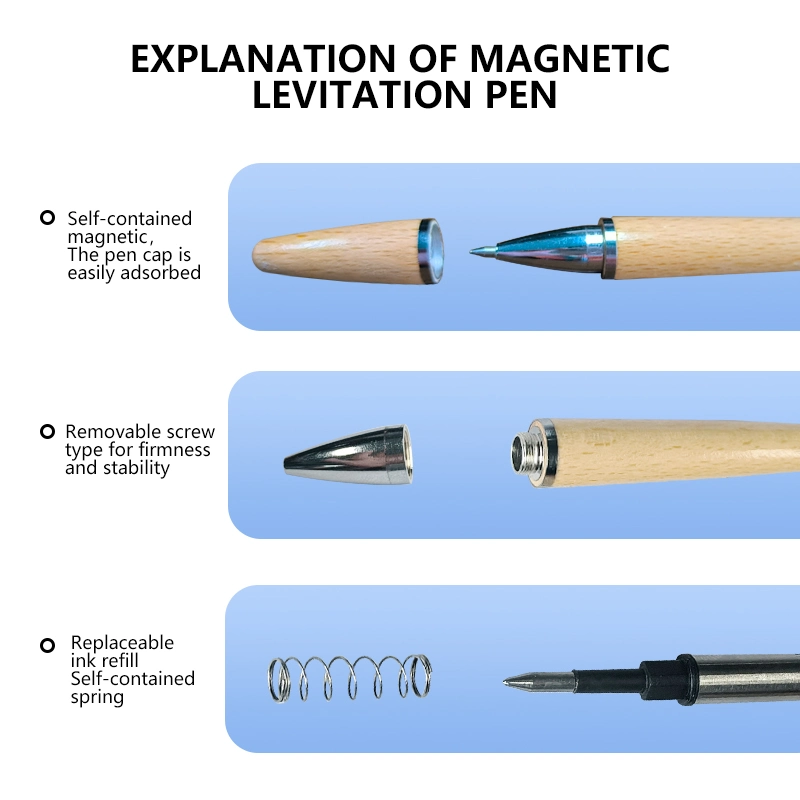 Body Levitating Fountain Pen Clear Magnetic Cap Hot Sale Wholesale/Supplier Custom Logo Wooden Luxury Pen Gift