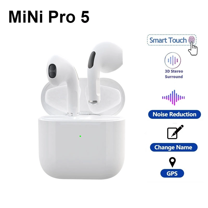 Auriculares sem fios PRO 5 Earphone Game à prova de água auricular Bluetooth Smart Auscultadores Bluetooth com cancelamento de ruído