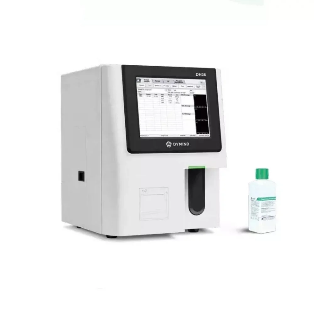 Analisador de hematologia médica com ecrã táctil TFT Dymind Dh36 de 10.4 polegadas Aparelho de teste de sangue CBC Portátil Analisador de hematologia totalmente automático