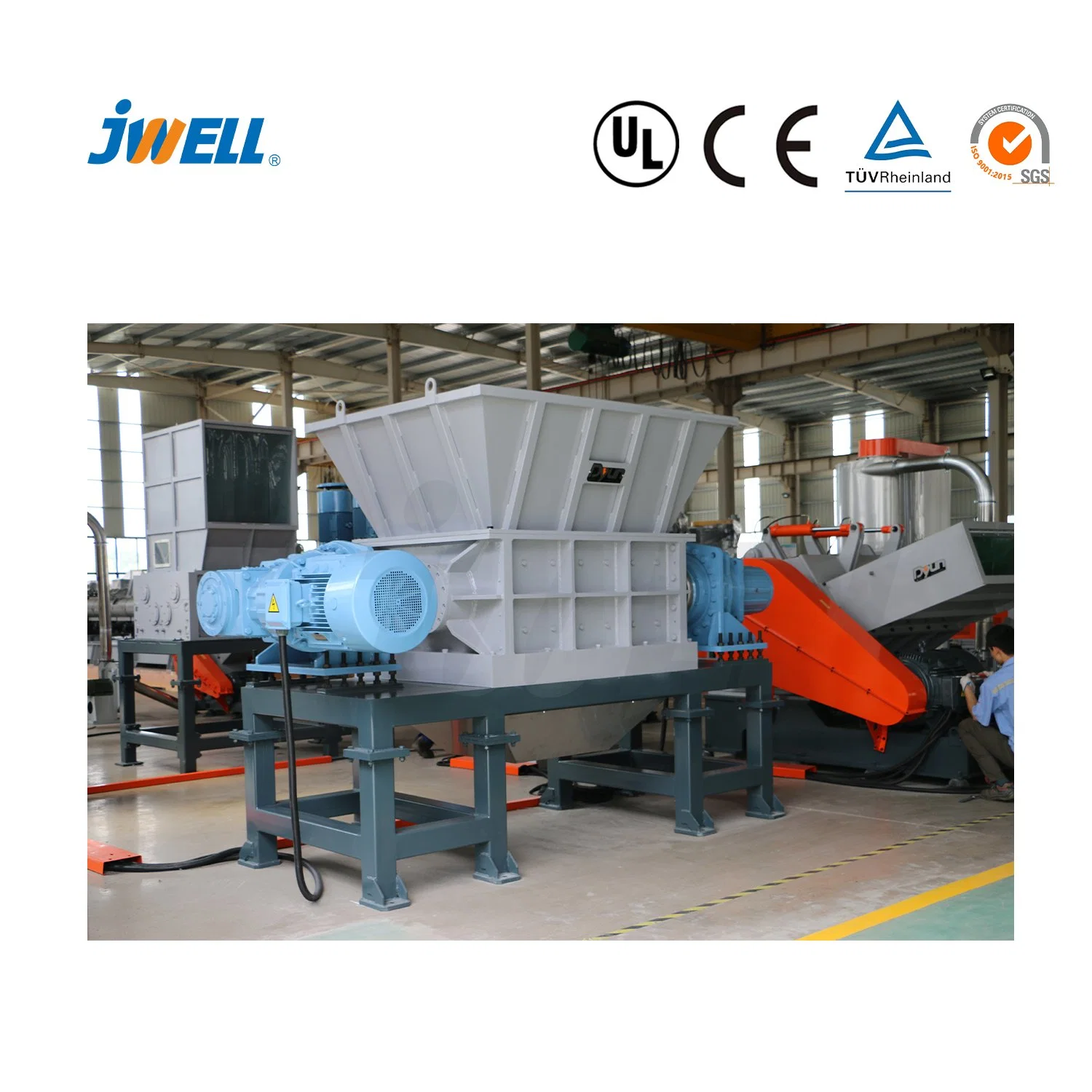 Jwell Two/Double-Shaft Plastic Shredderfor Sale Recycling Materials /Hard Materials