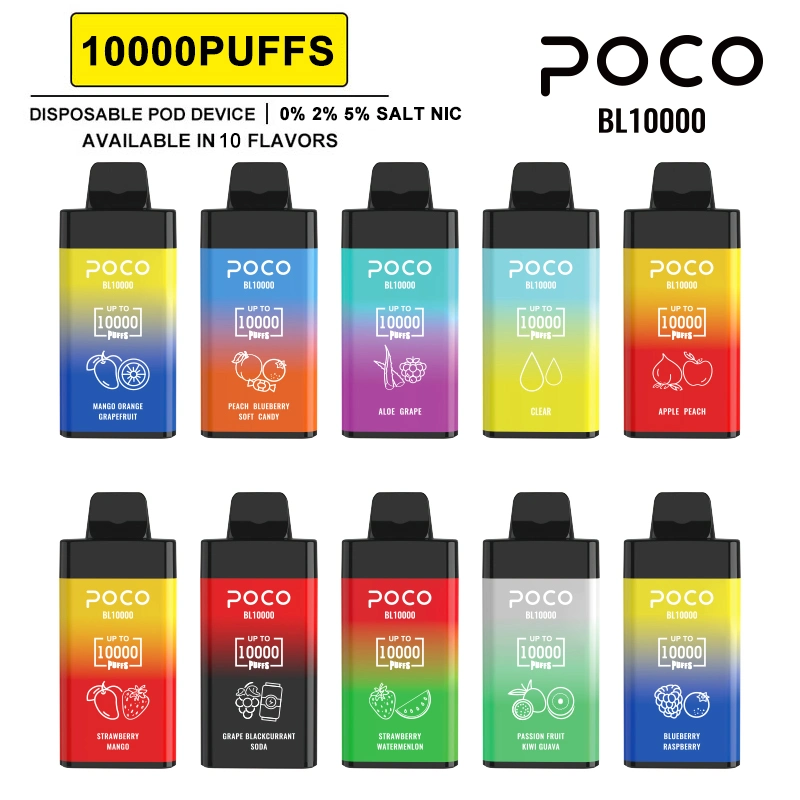 Low MOQ E Cigarette Starter Kits Poco Bl 10000 Puffs Disposable/Chargeable Vape Pen Box Mesh Coil 20ml Vapor Pod 650mAh Vape Battery 15 Flavors Vaporizer From Us