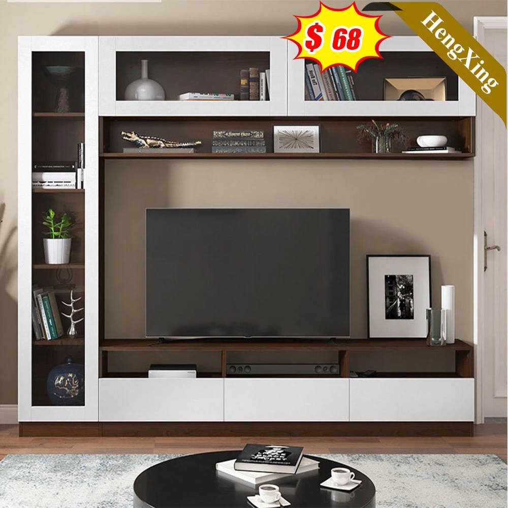 Meuble de télévision en verre et bois de bonne qualité pour la maison, avec armoire à portes en verre.