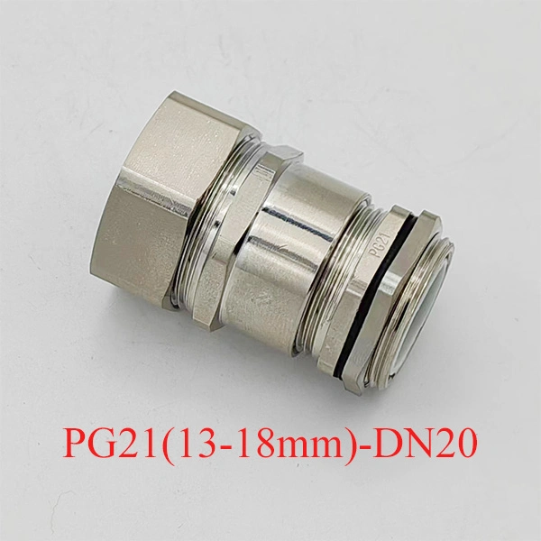 Lockable Cable Gland for Metal Flexible Conduit Pg21-DN20 Brass Nickel Plated