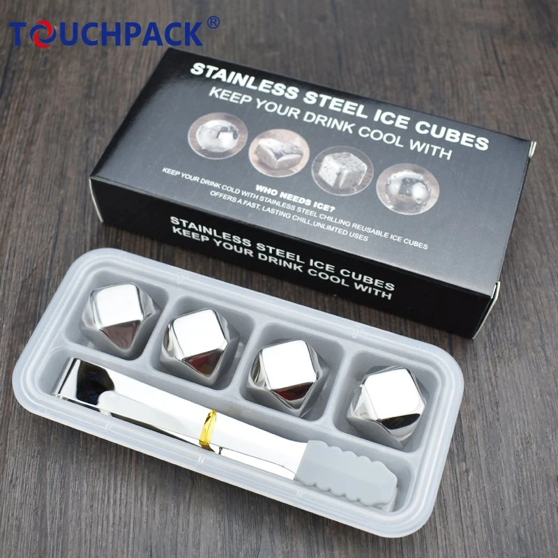 Food Grade with MSDS 304 Stainless Steel Ice Cube Metal Ice Cube for Wine 4PCS as a Set