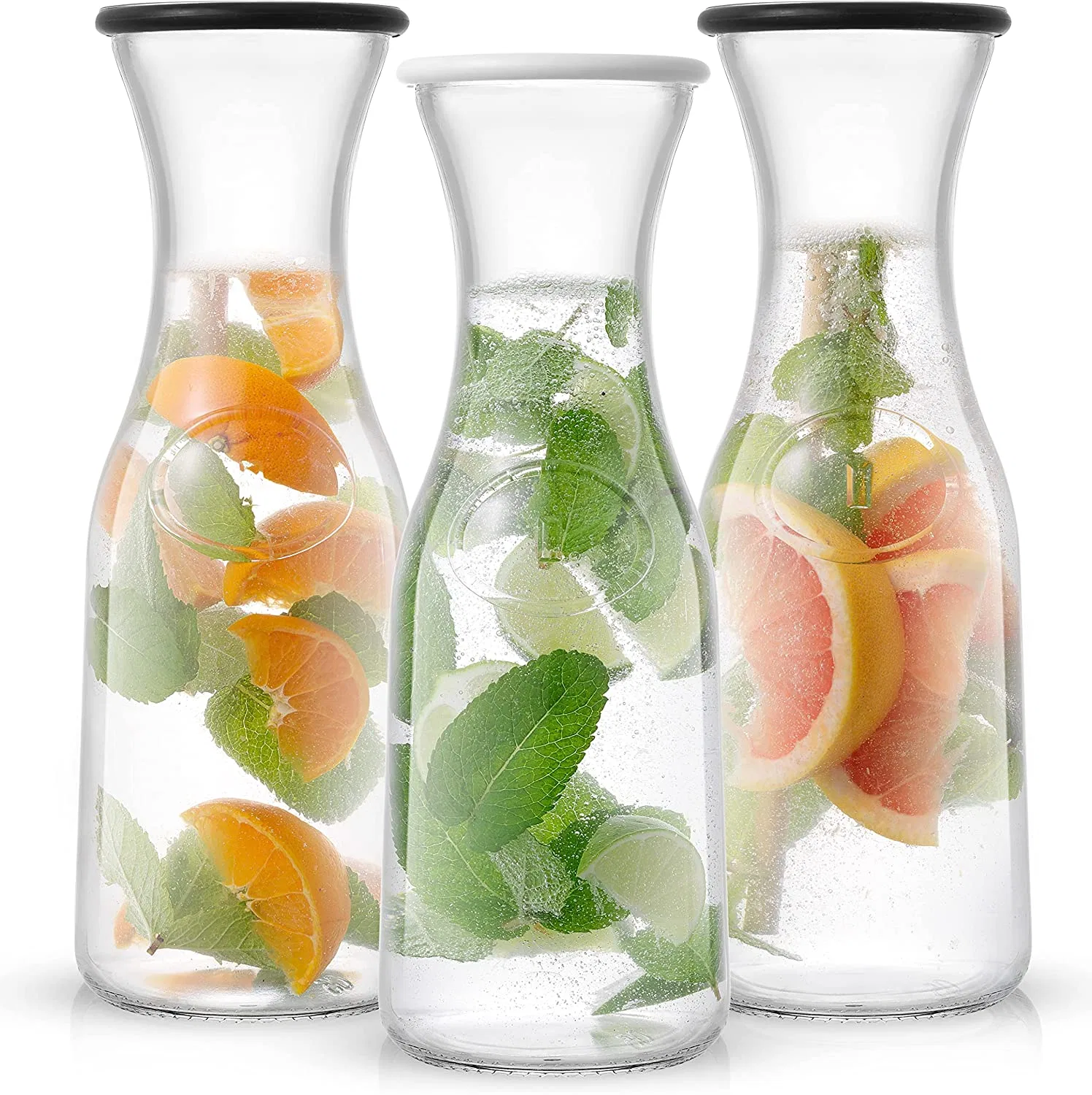 Clear Glass Beer Tea Glass Jugs with Lid Juice Pitcher Carafe Beverage Bottle Water Jug