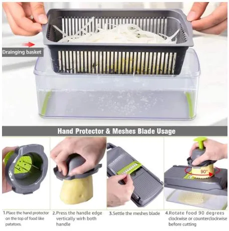 Multifunctional Slicer Vegetable Cutter Fruit Potato Peeler Carrot Grater Kitchen Accessories with Draining Basket