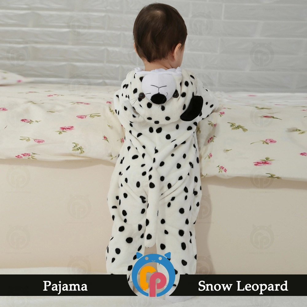 Newborn Baby Crawling Clothes with Snow Leopard One-Piece Hooded Zipper Romper Jumpsuit Costume